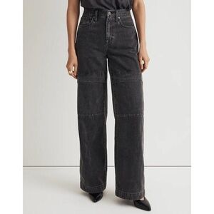MADEWELL Women’s Superwide-Leg Jeans in Gunter Wash Black-Size 27W